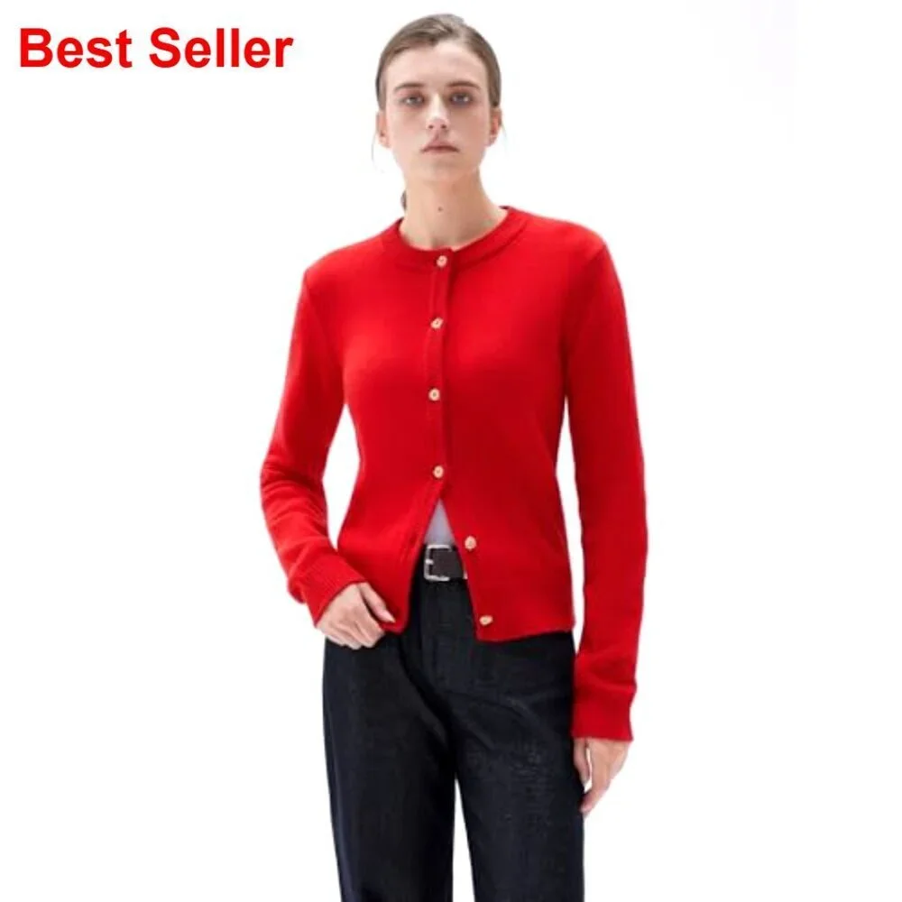 Chunky Cashmere Blend Cardigan Sweater, Button Up Long Sleeve, Fall Winter